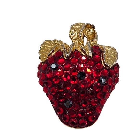 Suzanne Bjontegard Brooch Cute Strawberry Fruit Retro Costume Jewelery Pendant - Picture 5 of 15